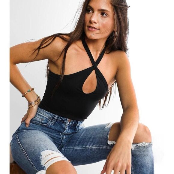 Free People Cross My Heart Duo Bodysuit Black size L - Picture 4 of 13